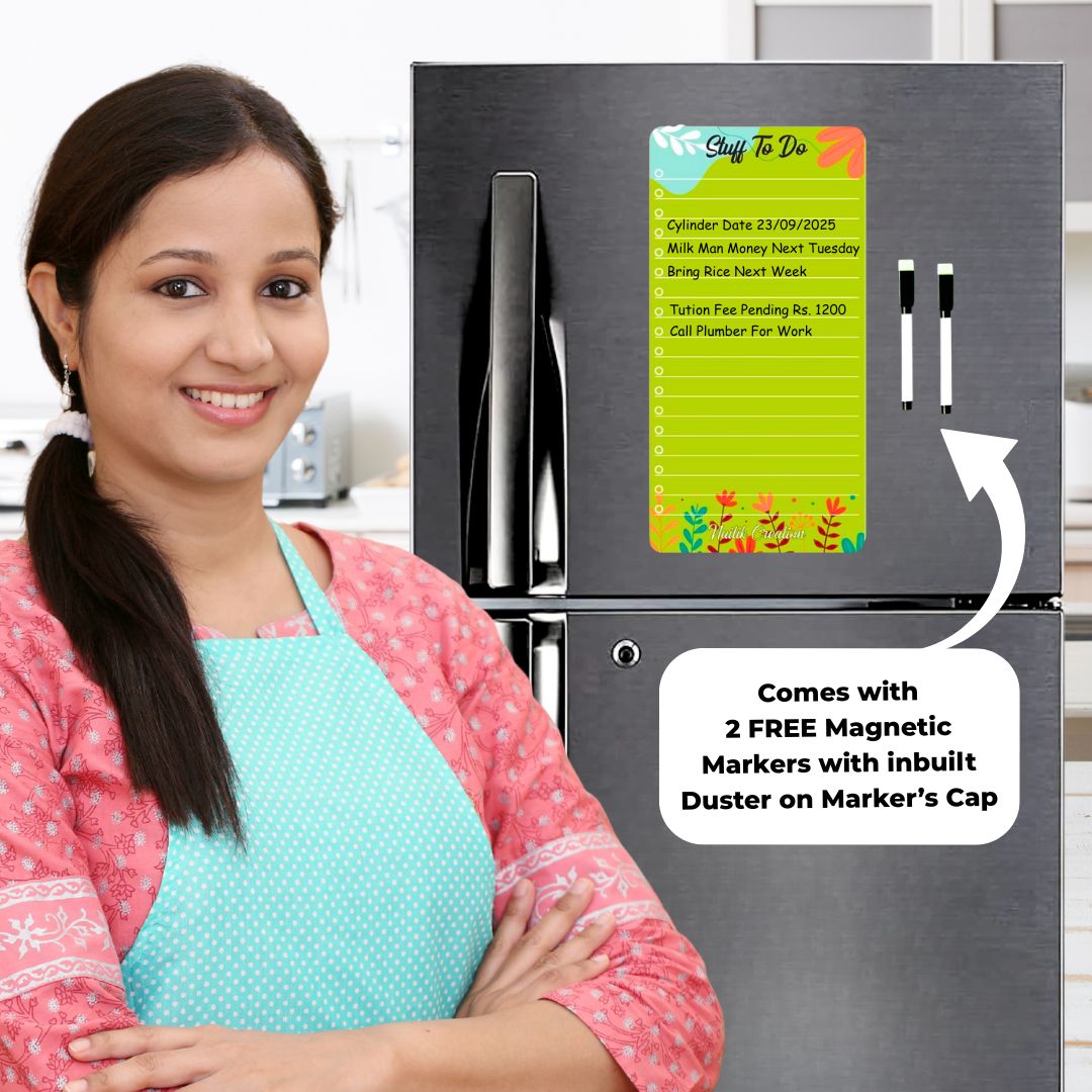 Grocery Shopping List Fridge Magnet (With 2 Magnetic Markers With Attached Duster)