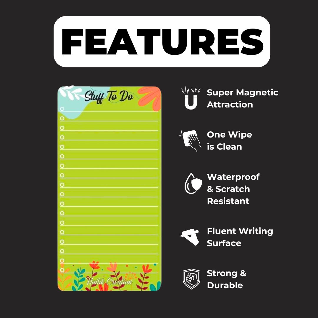 Grocery Shopping List Fridge Magnet (With 2 Magnetic Markers With Attached Duster)